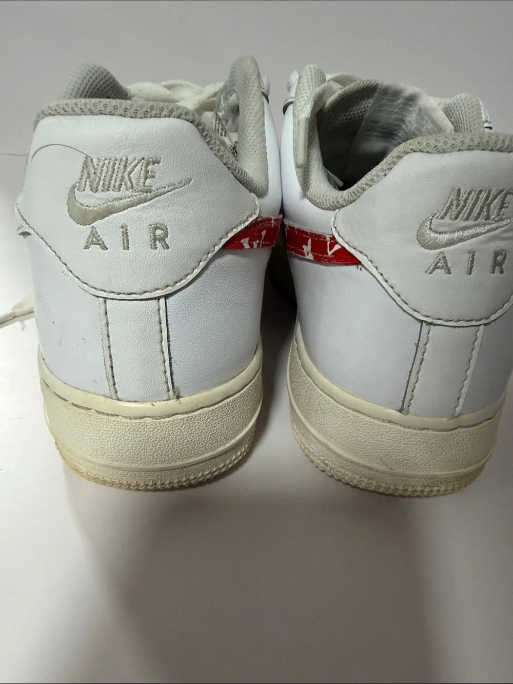 Custom AirForce 1 Nike Air Louis Vuitton White and Red Men's Athletic Sneakers